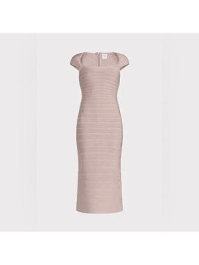Herve Leger BNWOT womens cap sleeve blush pink midi dress NEW sz Xsmall